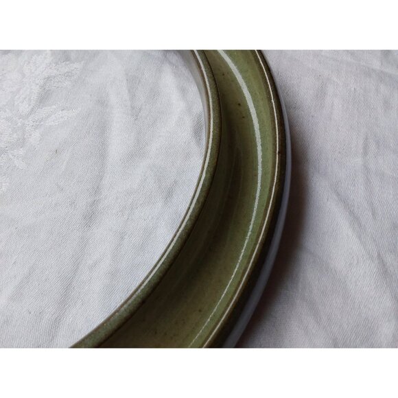 Very large posy ring green glaze handmade studio pottery signed Baty 9.5 inch - Picture 3 of 7